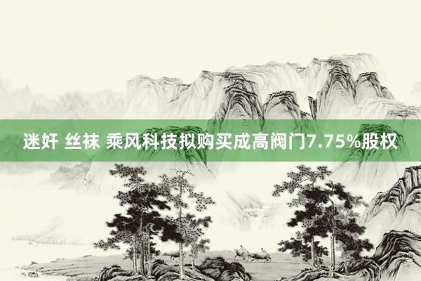 迷奸 丝袜 乘风科技拟购买成高阀门7.75%股权